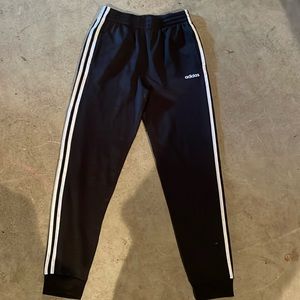Adidas size 14/16 boys large track pants with white stripe down the side-black